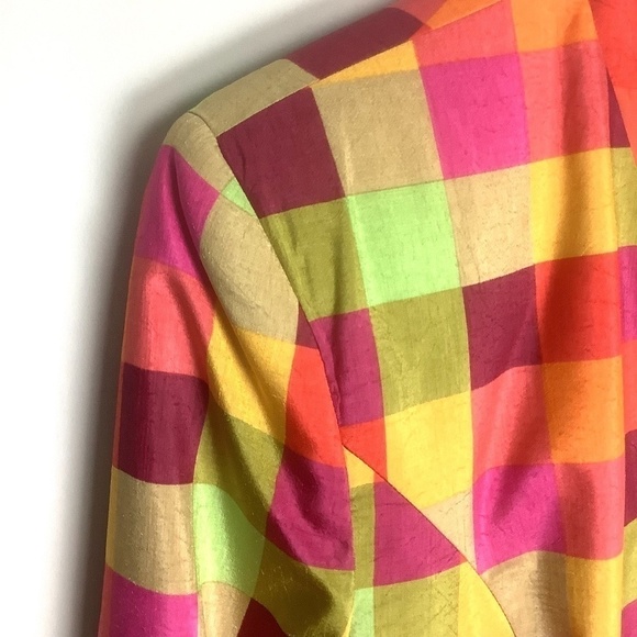 VINCI Vintage‎ Colorblock Gangnam Lined Silk Duster Coatigan Jacket - Picture 9 of 14